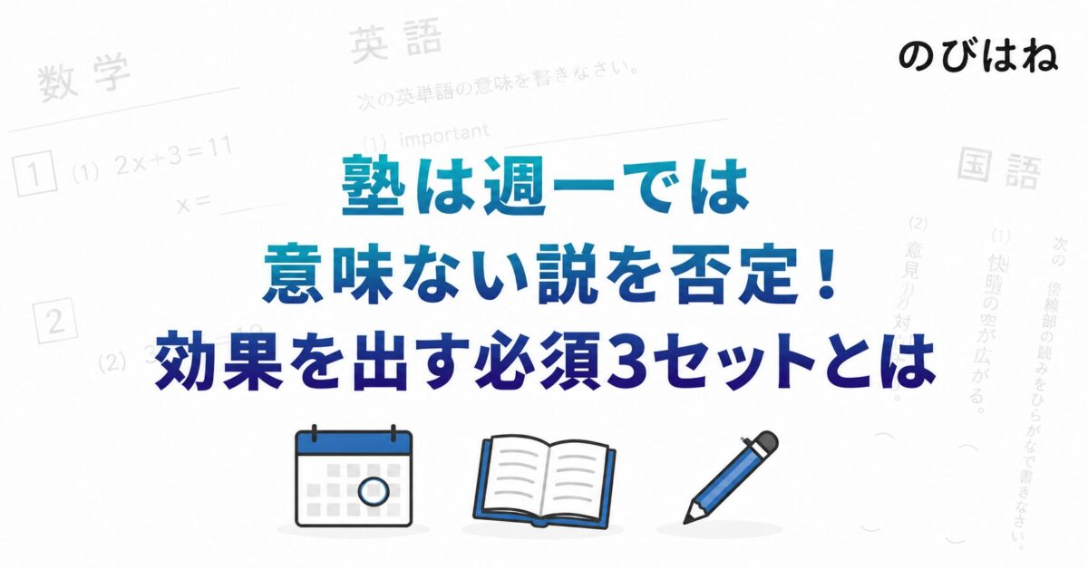 塾は週一では意味ない説を否定！効果を出す必須3セットとは