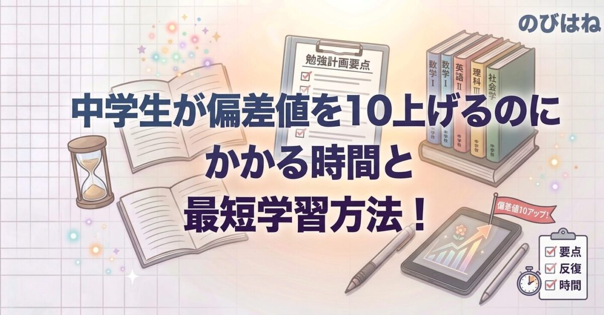 中学生が偏差値を10上げるのにかかる時間と最短学習方法！