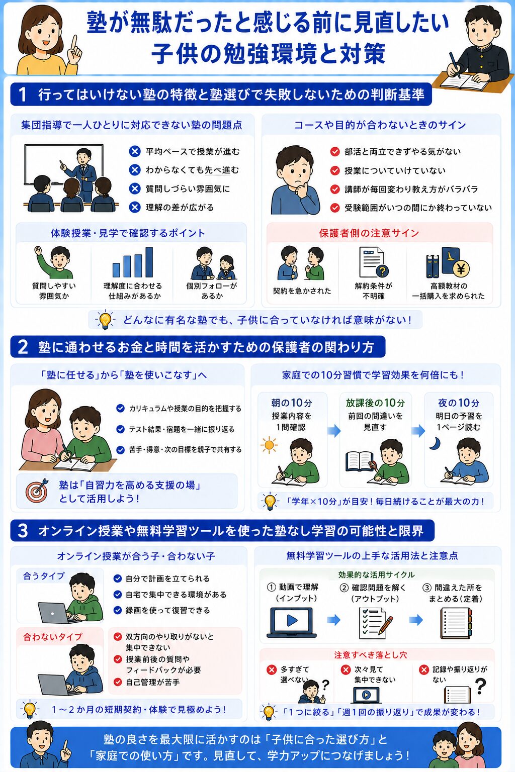 塾が無駄だったと感じる前に見直したい子供の勉強環境と対策