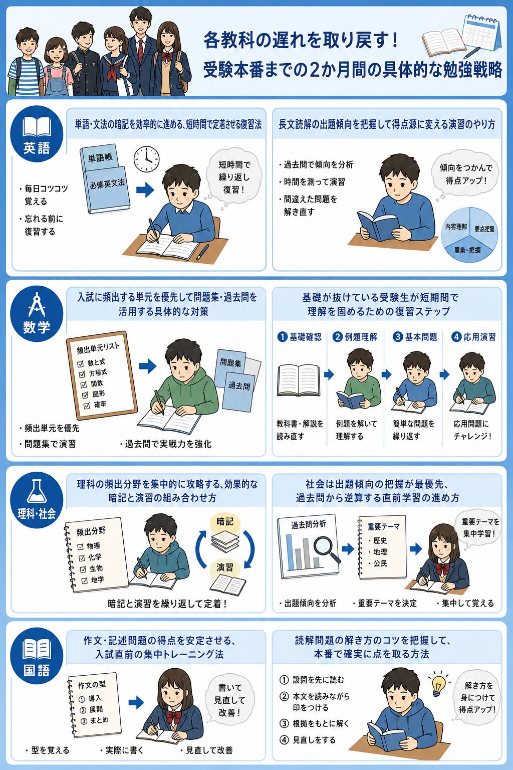 各教科の遅れを取り戻す！受験本番までの2か月間の具体的な勉強戦略